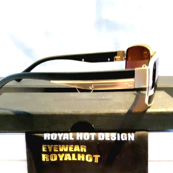 Unisex Polarized Sunglasses Gold Metal Finish 100%UV Rectangle Amber Lens 61mm main image 5